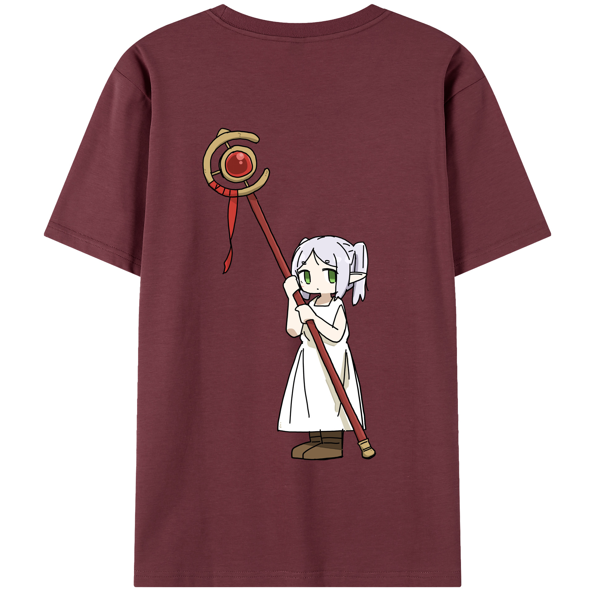（画像用） 葬送のフリーレン Frieren 綿100％半袖Tシャツ（背面プリント）